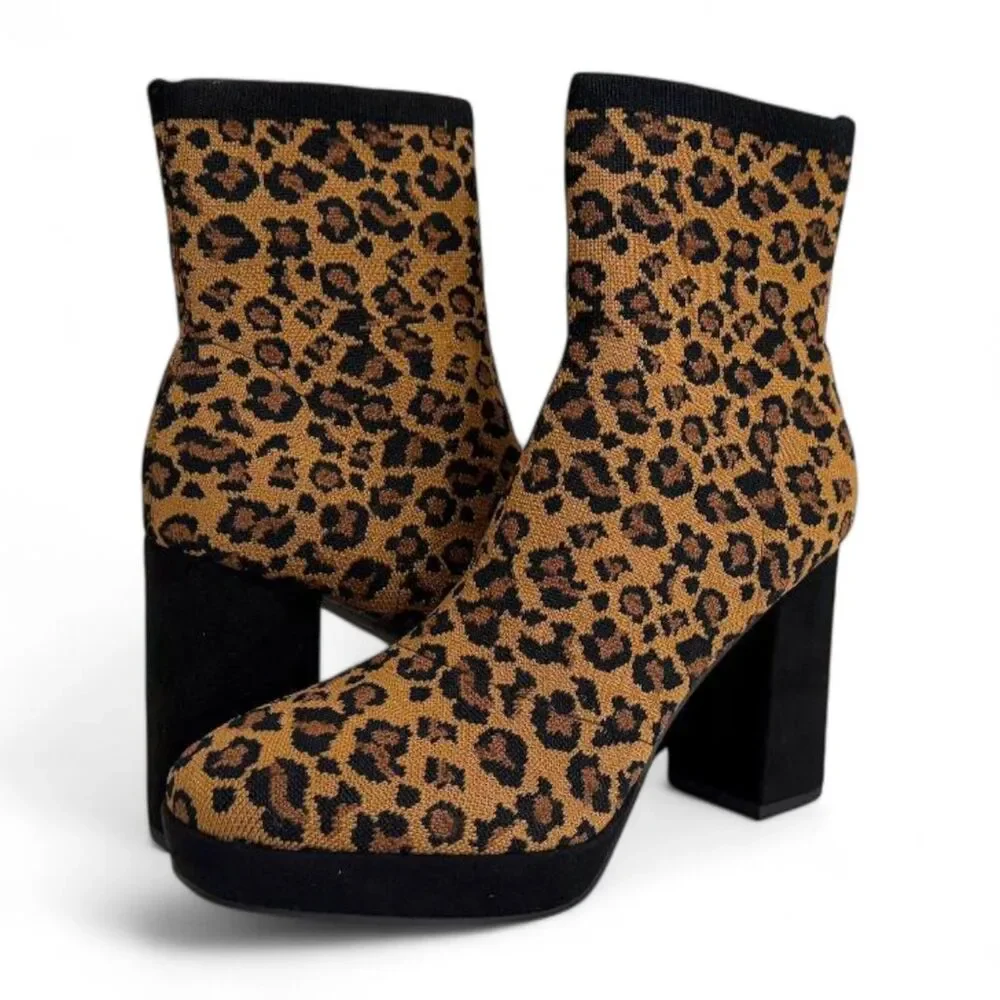 MIA Women's Candra Knit Platform Block-Heel Booties Boots, NEW! Size 8.5